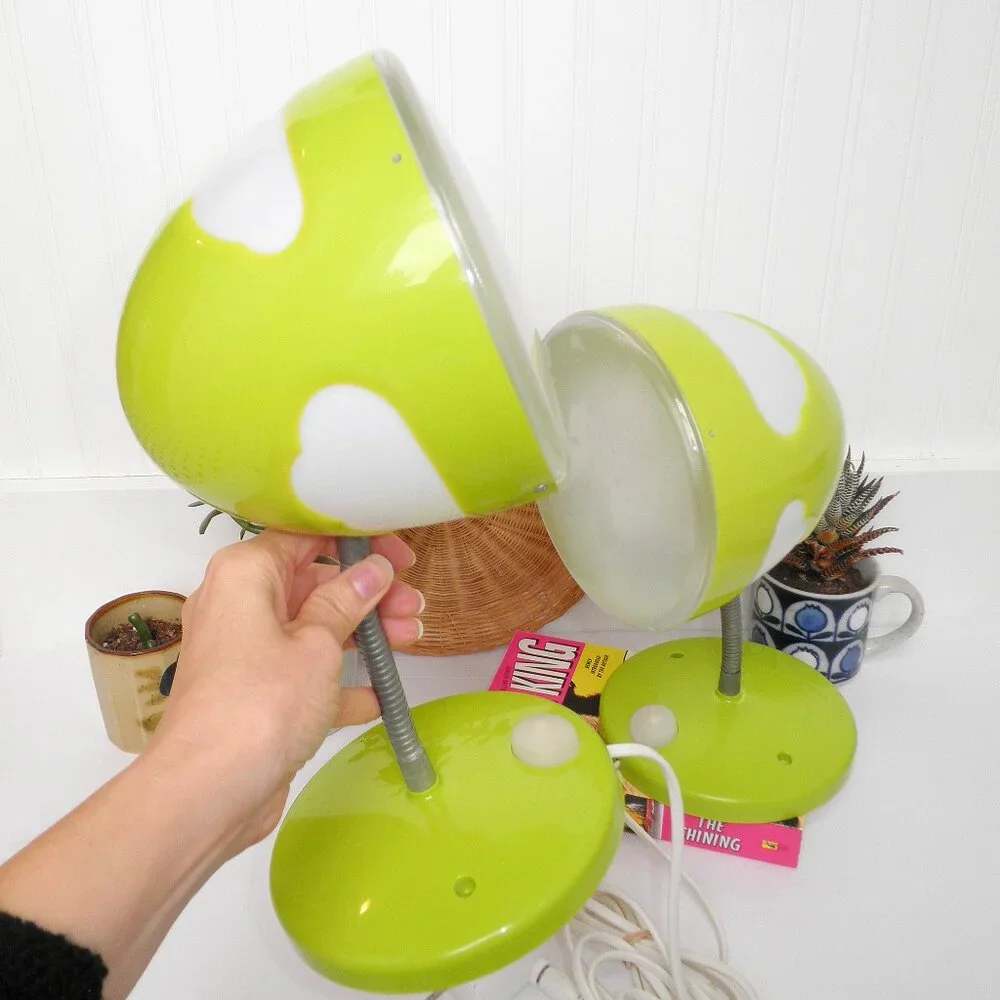 Vintage IKEA 2000s Skojig Lime Green Pair of Cloud Mushroom Lamps Mountable Y2K - Picture 5 of 9